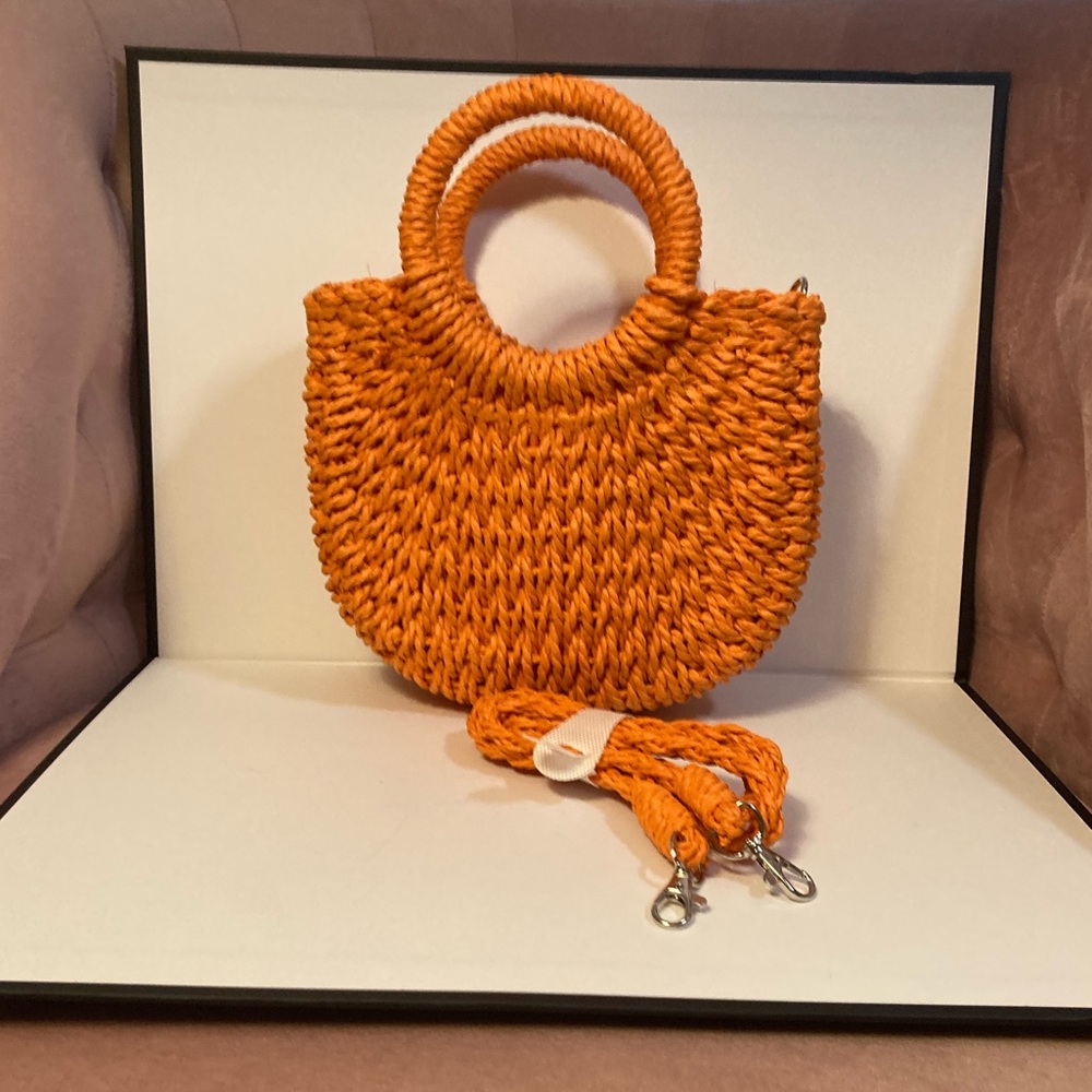 Orange Woven bag with Handles